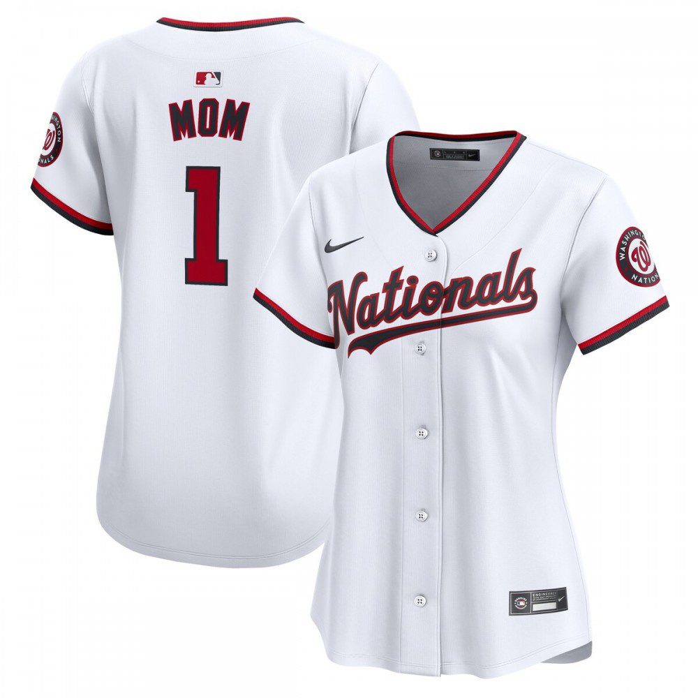 Washington Nationals Women's #1 Mom Home Limited Jersey - White-Pro Kit Vault | Brand New 26/27 Sports Jerseys